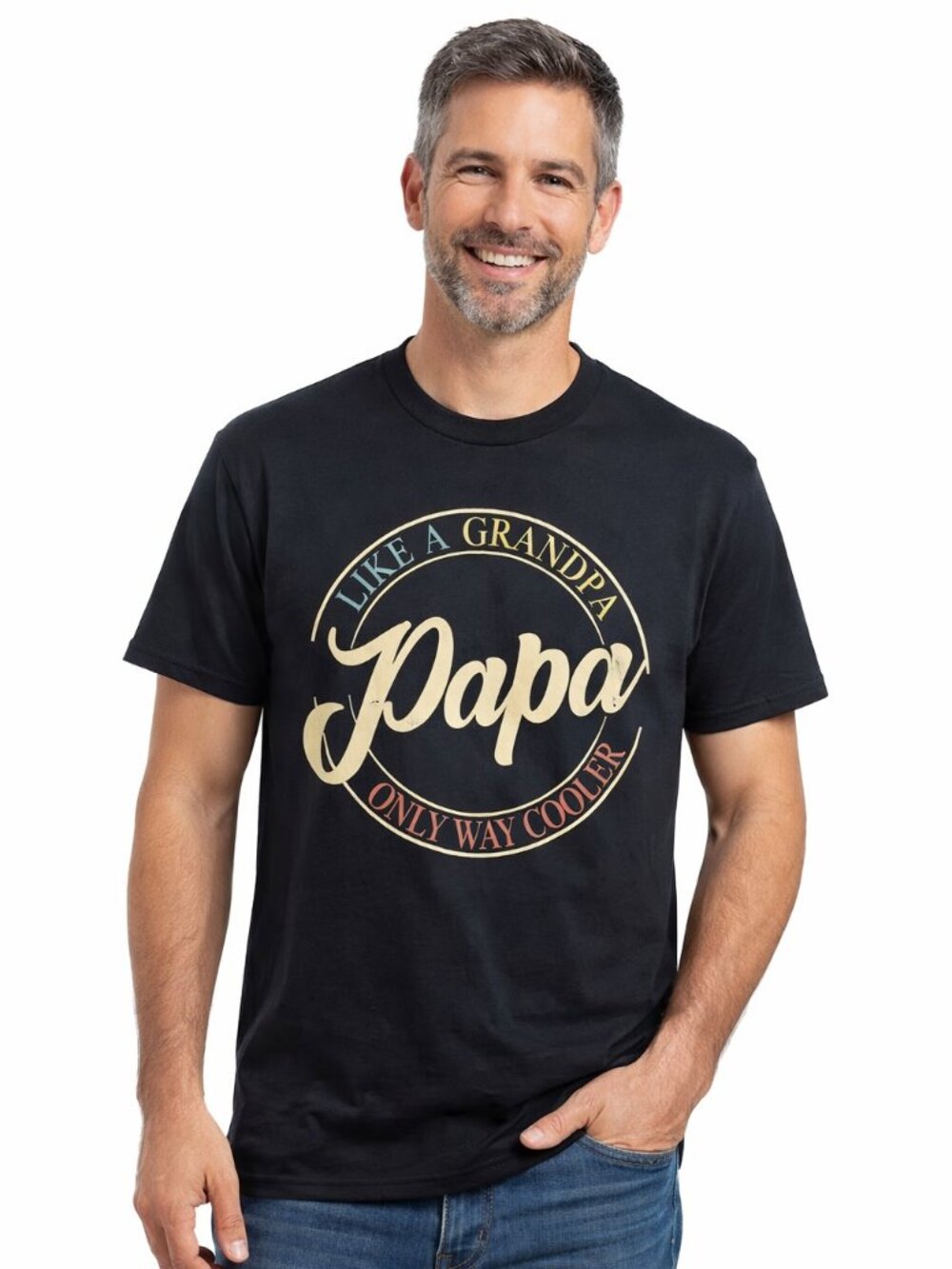 Fruit of the Loom Papa Like a Grandpa Only Way Cooler Graphic Tee Black Mens M